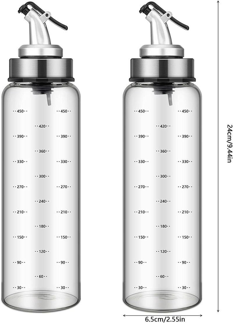 Baskety Olive Oil Dispenser Bottle - No Drip Glass Cruet for Oil and Vinegar With Degree Scale Kitchen Bottle, 500 ml (Pack of 1) - Image 2