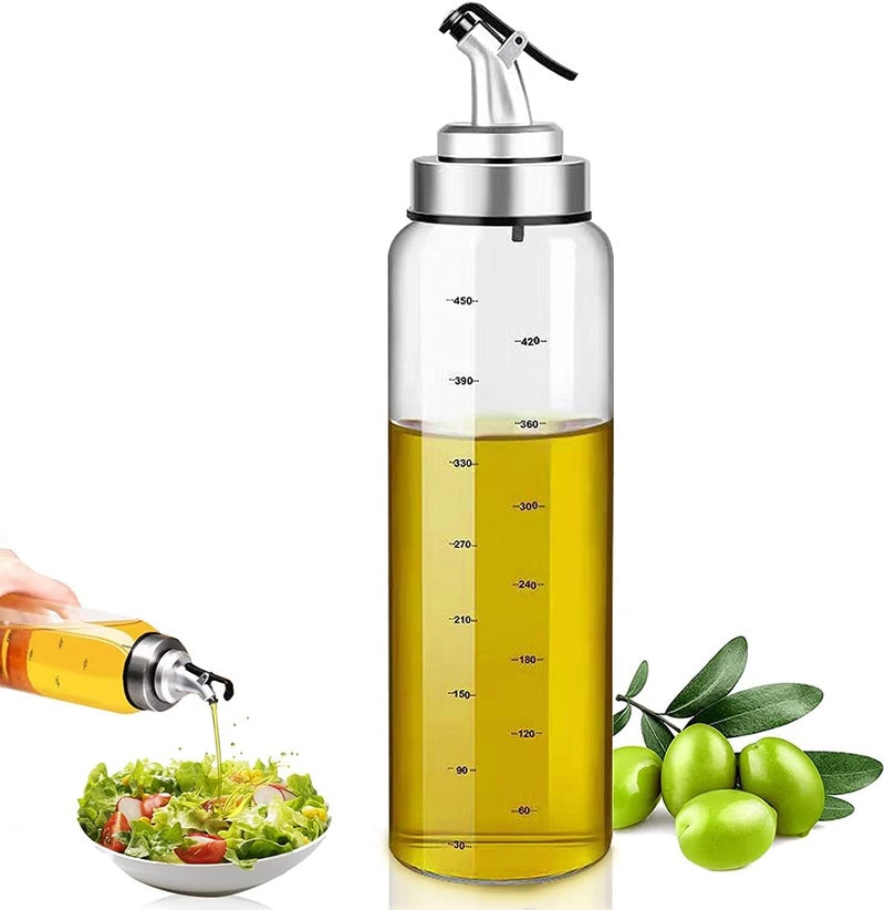 Baskety Olive Oil Dispenser Bottle - No Drip Glass Cruet for Oil and Vinegar With Degree Scale Kitchen Bottle, 500 ml (Pack of 1) - Image 1