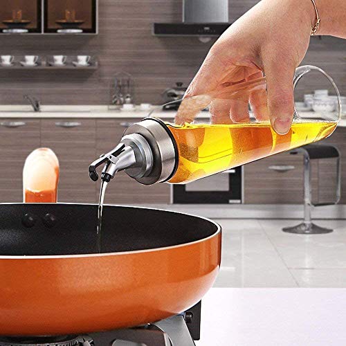 Baskety Olive Oil Dispenser Bottle - No Drip Glass Cruet for Oil and Vinegar With Degree Scale Kitchen Bottle, 500 ml (Pack of 1) - Image 5