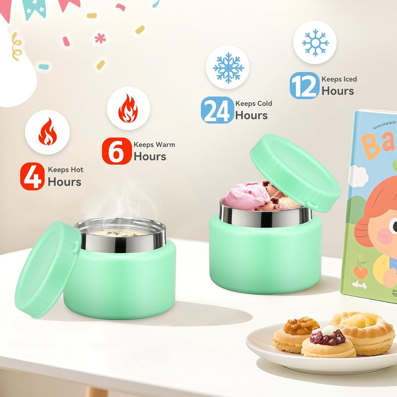 Aimsnk Dinosaur Lunch Box for Kids with Secret Compartment | 4 Compartments Bento Box + 12oz Insulated Food Jar | Leak-Proof Sauce Cup & Collapsible Spoon | BPA-Free, Dishwasher Safe(Green+Green Jar) - Image 2