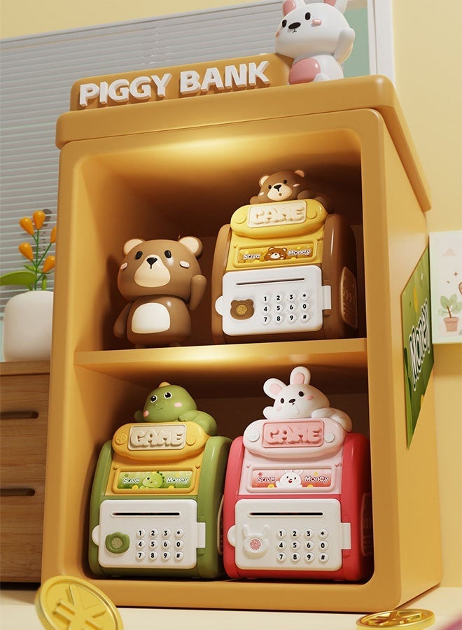 OUTAD Electronic Piggy Bank with Fingerprint Recognition, Password Protection, Cute Bunny Design, Pink - Image 2