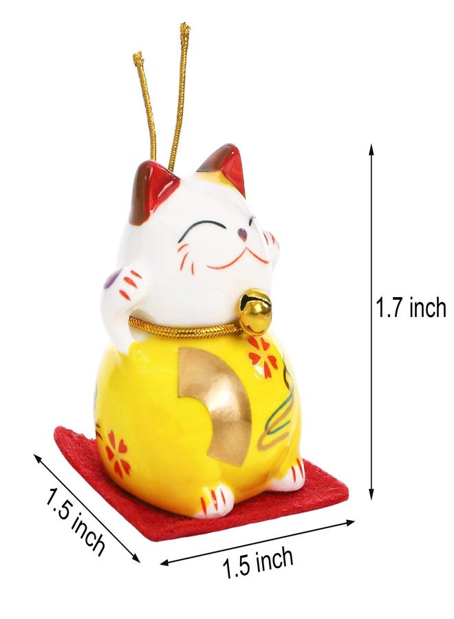 Elsjoy Set of 10 Mini Maneki Neko Lucky Cat, 2 Inch Ceramic Beckoning Cat Statue Japanese Fortune Cat Figurines for Home Decor, Gift - Image 2