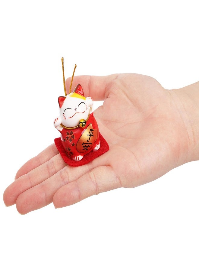 Elsjoy Set of 10 Mini Maneki Neko Lucky Cat, 2 Inch Ceramic Beckoning Cat Statue Japanese Fortune Cat Figurines for Home Decor, Gift - Image 5