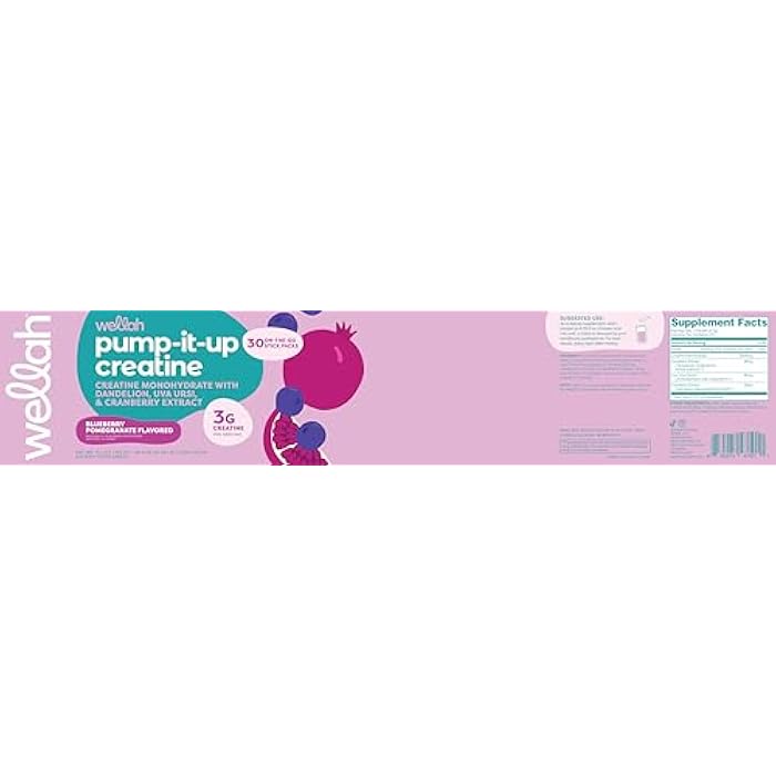 Wellah Pump-It-Up Creatine for Women (Blueberry Pomegranate) 30 Stick Packs - 3g of Creatine Monohydrate with Dandelion, Uva Ursi, & Cranberry Extract, to-Go Packets - Image 4