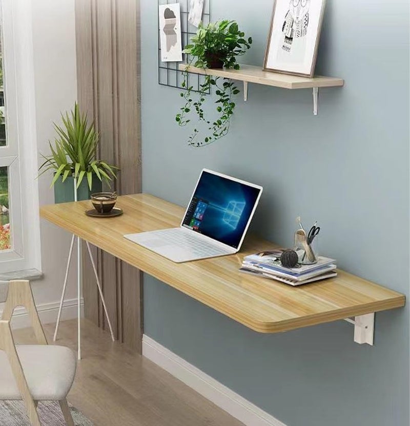 VITION Computer Wall Mount Stand Folding Wall-Mounted Drop-Leaf Table,Metal Folding Shelf Bench Table Bracket (Tan, 40 X 60 cm) - Image 4