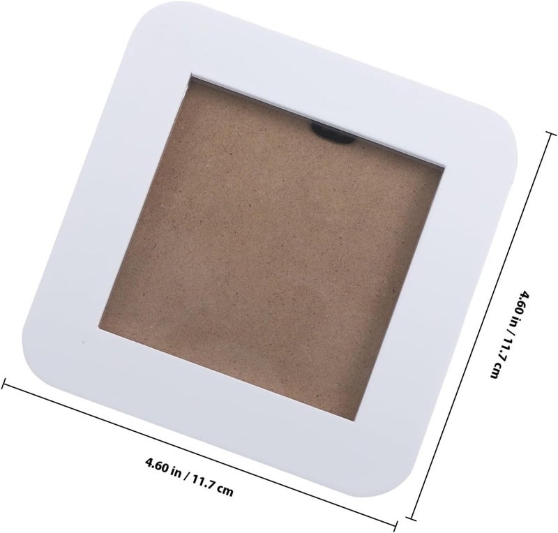 Wooden Mini Photo Frame 3-inch Square Desk Picture Frame for Wedding and ’s Id Photos 9x9cm White Inner Border - Image 2