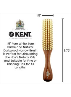 KENT Kent DA4S Finest Women's Danta Wood, Soft White Bristle, Narrow Grooming Hair Brush - Fine or Thinning Hair, Promotes Shine / Stimulates Scalp  - Image 2