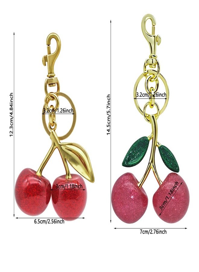 AFUNTA 2 PCS Key Chains Women Cute, Bright Cherry Keychain Bag Charms, Purse Chain, Keychains for Bags, Wallets, Car Key - Image 2