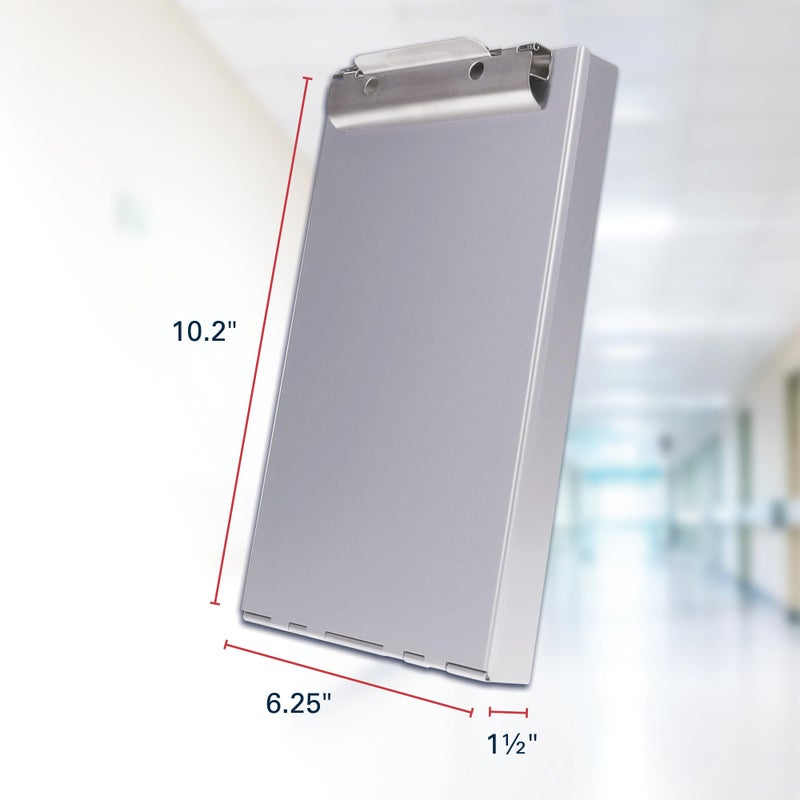 Saunders Recycled Aluminum Memo Size Clipboard with Storage, 6x10 Form Holder, Steel Clip with Self Locking Latch, Heavy Duty Citation Box for Nursing, Police & Truckers, Made in USA - Image 3