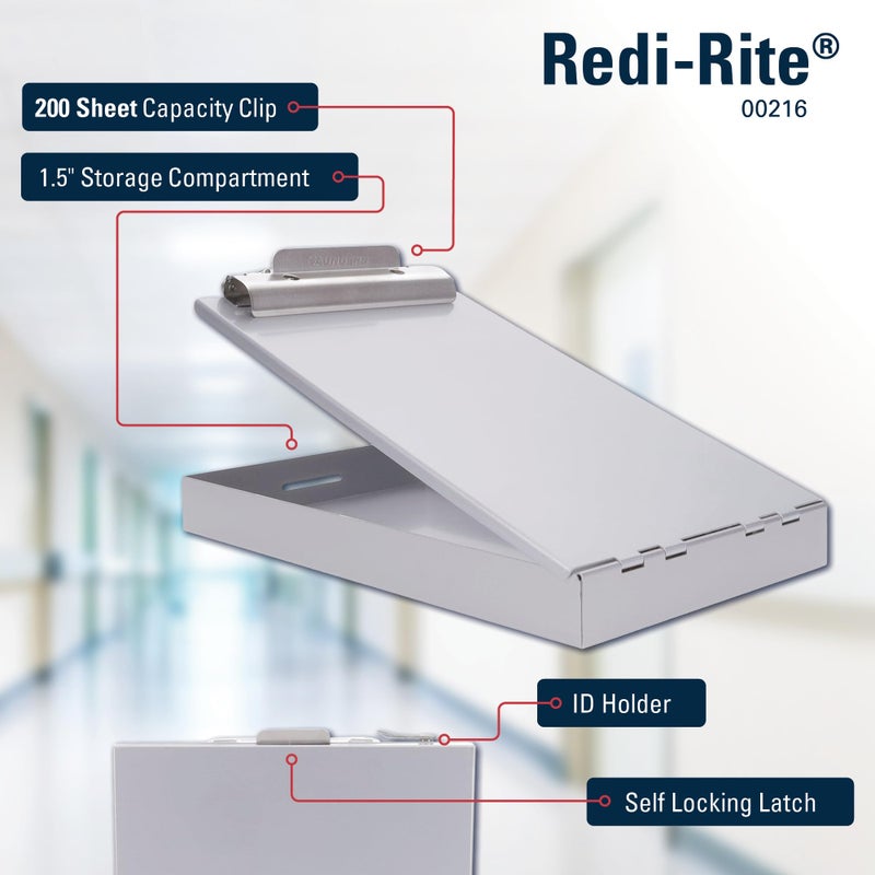 Saunders Recycled Aluminum Memo Size Clipboard with Storage, 6x10 Form Holder, Steel Clip with Self Locking Latch, Heavy Duty Citation Box for Nursing, Police & Truckers, Made in USA - Image 2