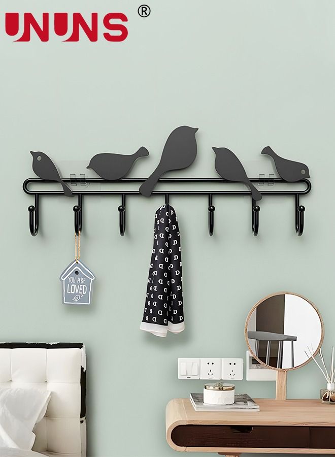 Over The Door Hooks, 3 Pack, Metal, Black, 7 Hooks - Image 1