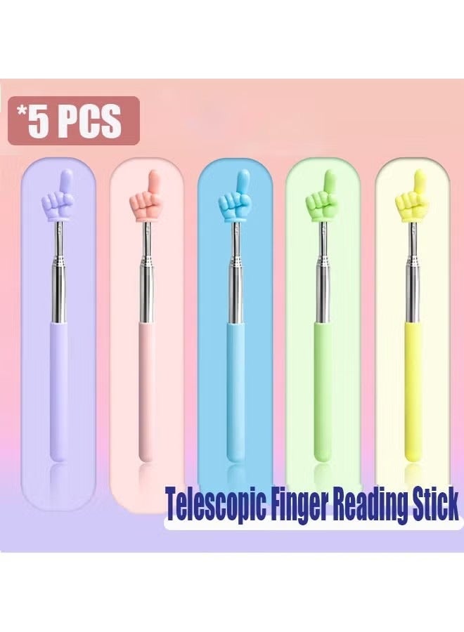 JIMATOR 5 PCS Children Finger Reading Stick, Point Reading Pen Kindergarten Student Teacher Teaching Reading Picture Book Finger Shape Mini Pointer Stick - Image 1
