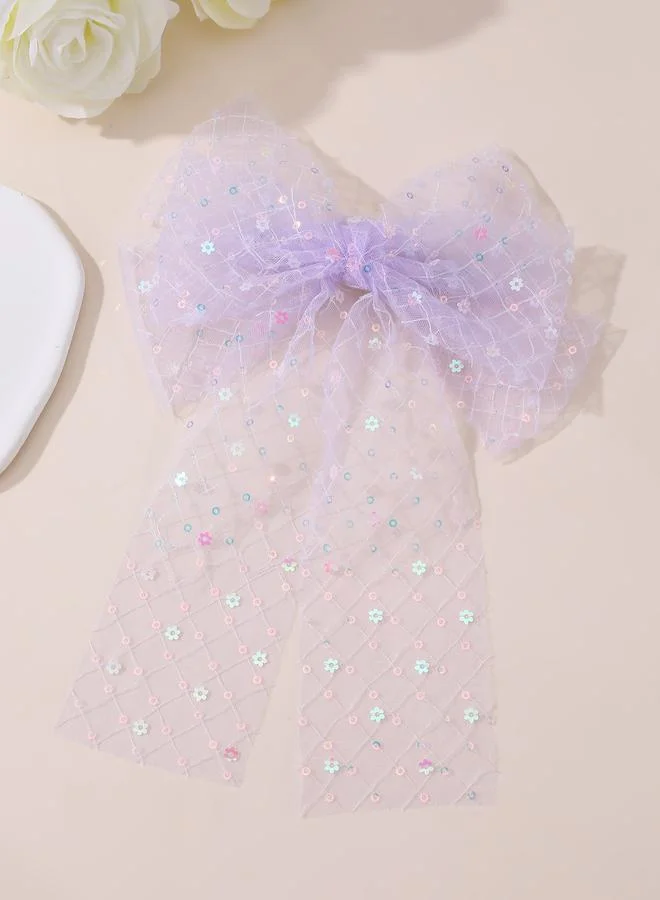 Take Two Girls Purple Sequin Bow Hair Clip