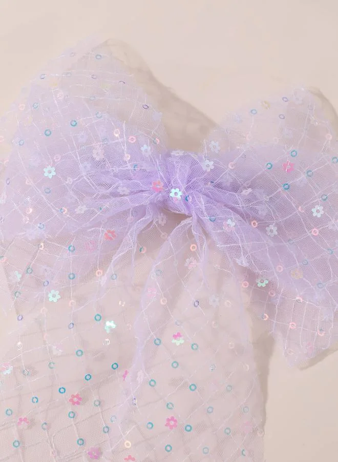 Take Two Girls Purple Sequin Bow Hair Clip