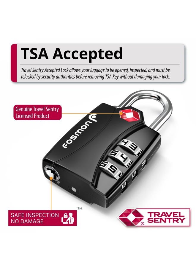 Fosmon TSA Approved Luggage Locks, (3 Pack) Open Alert Indicator 3 Digit Combination Padlock Codes Alloy Body for Travel Bag, Suit Case, Lockers, Gym, Bike Locks or Other - Image 2