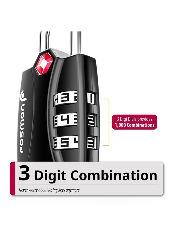 Fosmon TSA Approved Luggage Locks, (3 Pack) Open Alert Indicator 3 Digit Combination Padlock Codes Alloy Body for Travel Bag, Suit Case, Lockers, Gym, Bike Locks or Other - Image 3