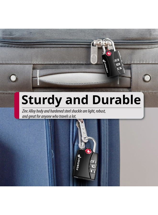 Fosmon TSA Approved Luggage Locks, (3 Pack) Open Alert Indicator 3 Digit Combination Padlock Codes Alloy Body for Travel Bag, Suit Case, Lockers, Gym, Bike Locks or Other - Image 4