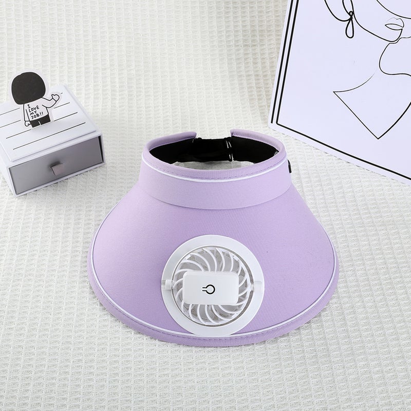 Summer UV Sun Hat with Fan, Face Cover, Large Brim, Visor, Women's Fashion Rechargeable Hat - Image 3