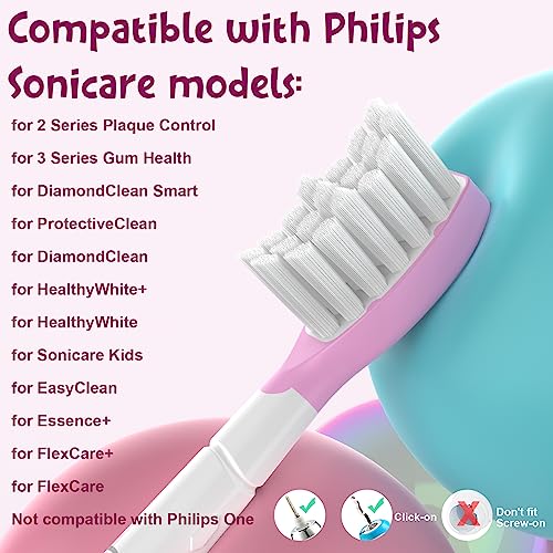 Ofashu Kids Replacement Toothbrush Head for Sonicare: Ofashu Children Sonic Electric Toothbrush Brush Head for Philips 6321 6340 6032/94 6042, 8 Packs for Boys Girls 7+, Pink & Green - Image 2