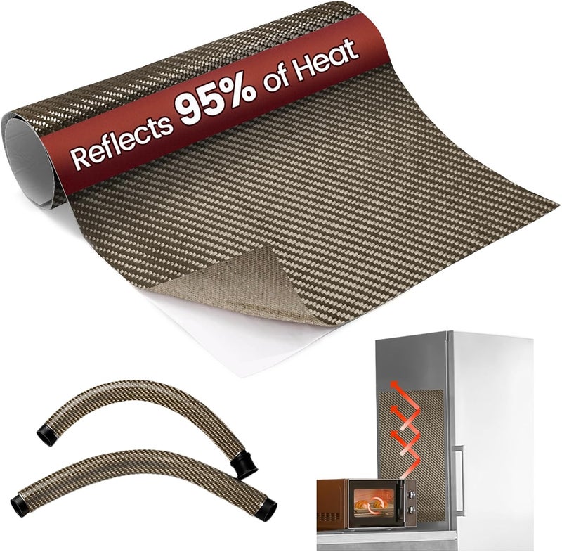 Amerbro Heat Shield Automotive Aluminum Reflects 95% of Radiant Heat, 39" x 80" Stove Heat Shield to Protect Refrigerator, Heat Shield Wrap for Exhaust, Motorcycle, Wood Stove, Cabinet, Fireplace (Brown) - Image 1