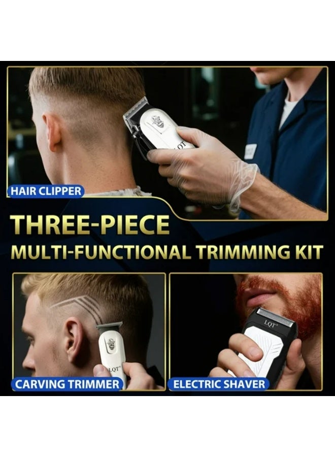 LQT 3-in-1 Cordless Hair Clipper Grooming Kit for Men, Electric Trimmer & Foil Shaver Set with LED Display, USB Rechargeable, Guide Combs, Professional Hair Cutting & Beard Trimming Kit - Image 3