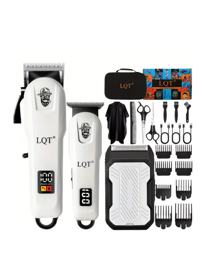 LQT 3-in-1 Cordless Hair Clipper Grooming Kit for Men, Electric Trimmer & Foil Shaver Set with LED Display, USB Rechargeable, Guide Combs, Professional Hair Cutting & Beard Trimming Kit - Image 1