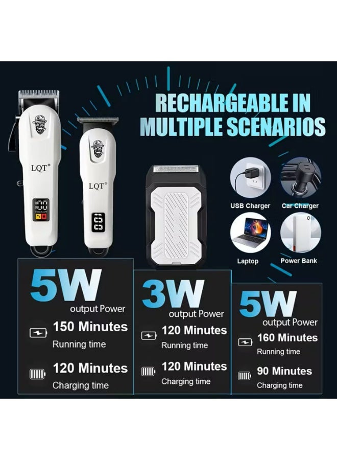 LQT 3-in-1 Cordless Hair Clipper Grooming Kit for Men, Electric Trimmer & Foil Shaver Set with LED Display, USB Rechargeable, Guide Combs, Professional Hair Cutting & Beard Trimming Kit - Image 5