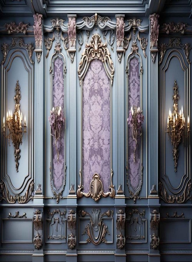Kate 7×5ft European Style Retro Castle Wall Decoration Backdrop Photography Indoor Purple and Blue Classic Gypsum Pattern Background Photography Studio Props for Portrait Pictures and Videos - Image 2