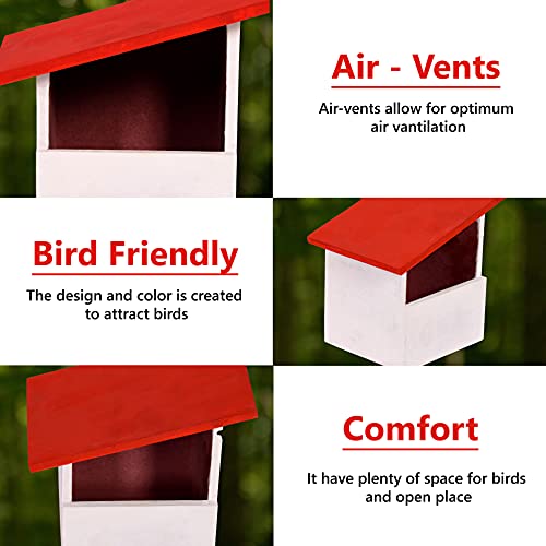 Cket Bird House for Sparrow, Hummingbird, Kingfisher Bird Nest for Balcony Made with Water Resistant Wooden with Hanging and Wall Patch (Wooden-Red) (Pack of 3) - Image 3