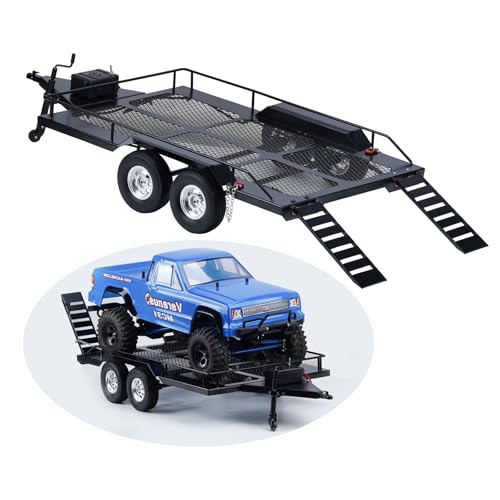 DJX RC Trailer110 Scale Trailer with Light Strip Suitable for Axial D90 D110 SCX10 TRX4 Redcat GEN7 GEN8 CC01 CC02 Etc 110 RC Crawler Car - Image 1