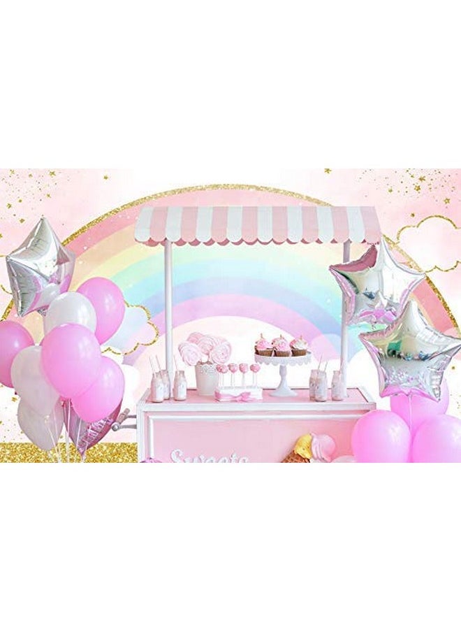 Ticuenicoa 5X3Ft Rainbow Backdrop Baby Shower Background Pink Gold 1St Birthday Photography Backdrops Watercolor Cloud Girls First Birthday Party Decoration Cake Table Banner Kids Photo Booth Props  - Image 5