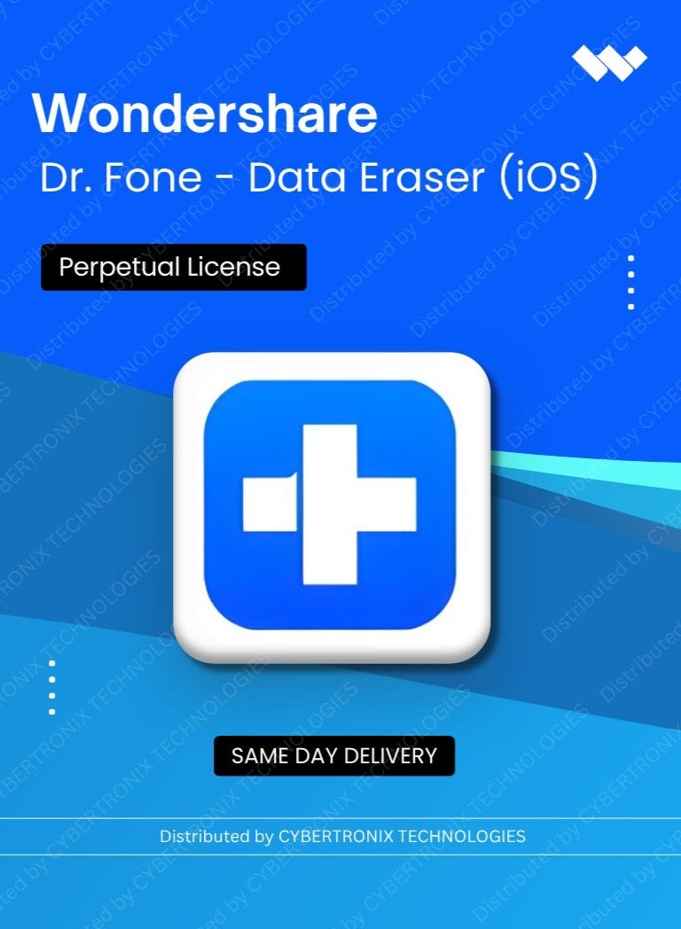 Wondershare Dr.Fone - Data Eraser (iOS) | Perpetual License | Digital License | Same Day Delivery