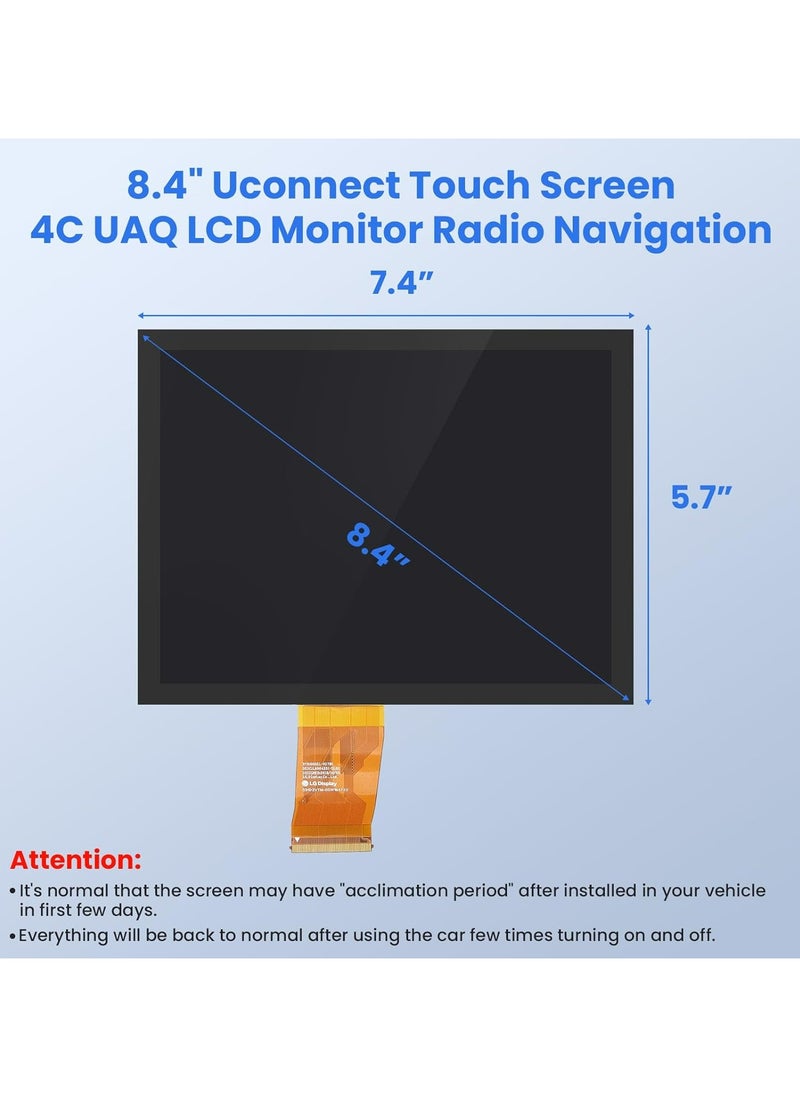 Replacement 8.4 Inch Uconnect 4C UAQ LCD Monitor Touch-Screen Navigation Compatible with 2017-2021 Jeep Chrysler Dodge Ram 1500 2500 3500 LA084X01-SL01 LA084X01SL02