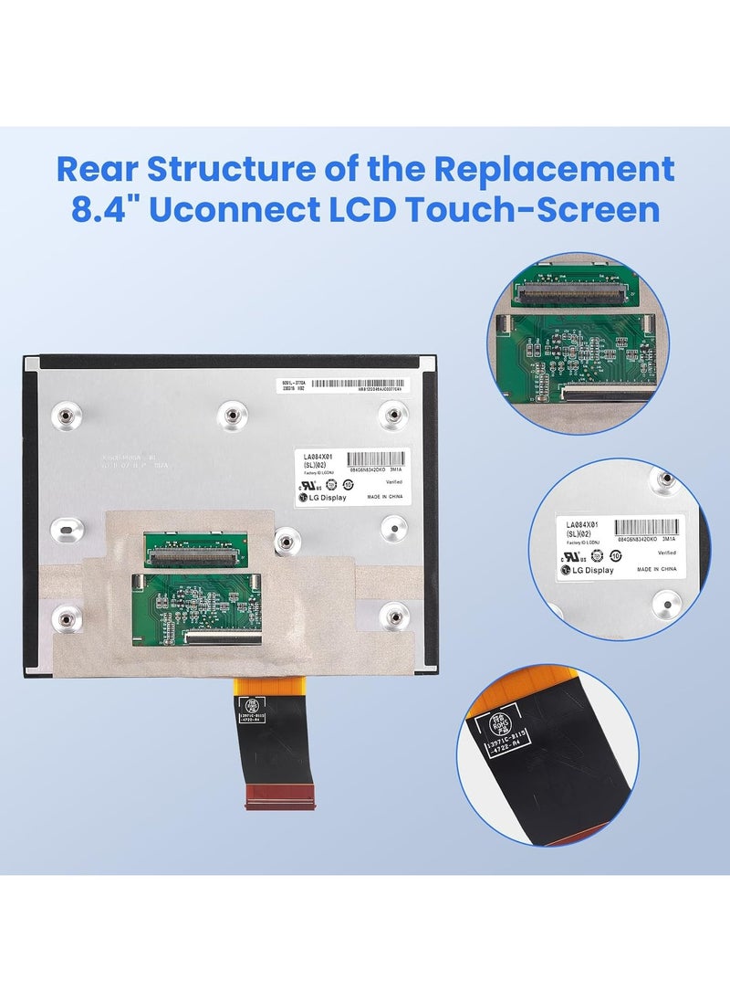 Replacement 8.4 Inch Uconnect 4C UAQ LCD Monitor Touch-Screen Navigation Compatible with 2017-2021 Jeep Chrysler Dodge Ram 1500 2500 3500 LA084X01-SL01 LA084X01SL02