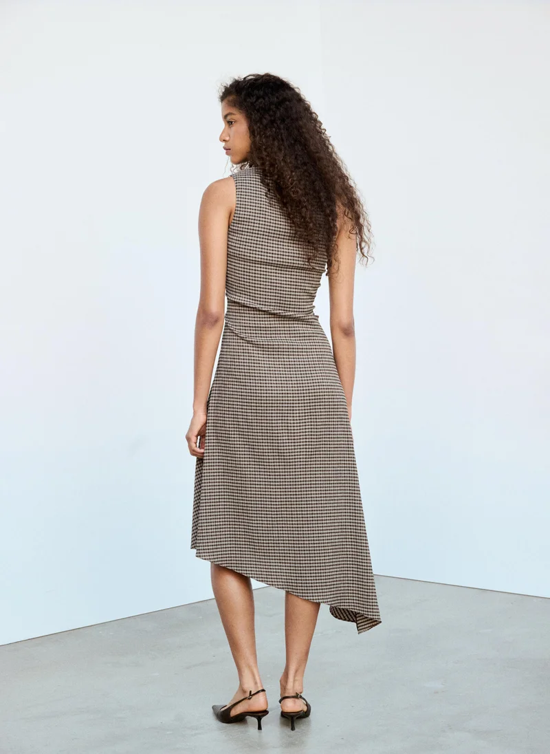 مانجو Checked Dress With An Asymmetric Hem