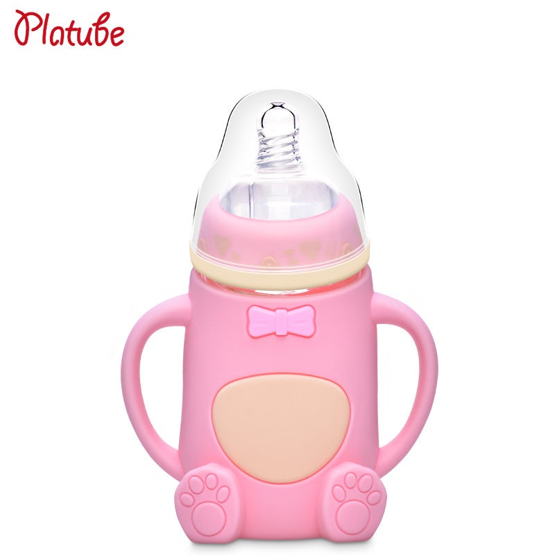 A Generation Of Baby Silicone Glass Bottle Baby Anti-Fall Anti-Flatulence Children'S Glass Bottle Mother And Baby Supplies - Image 1