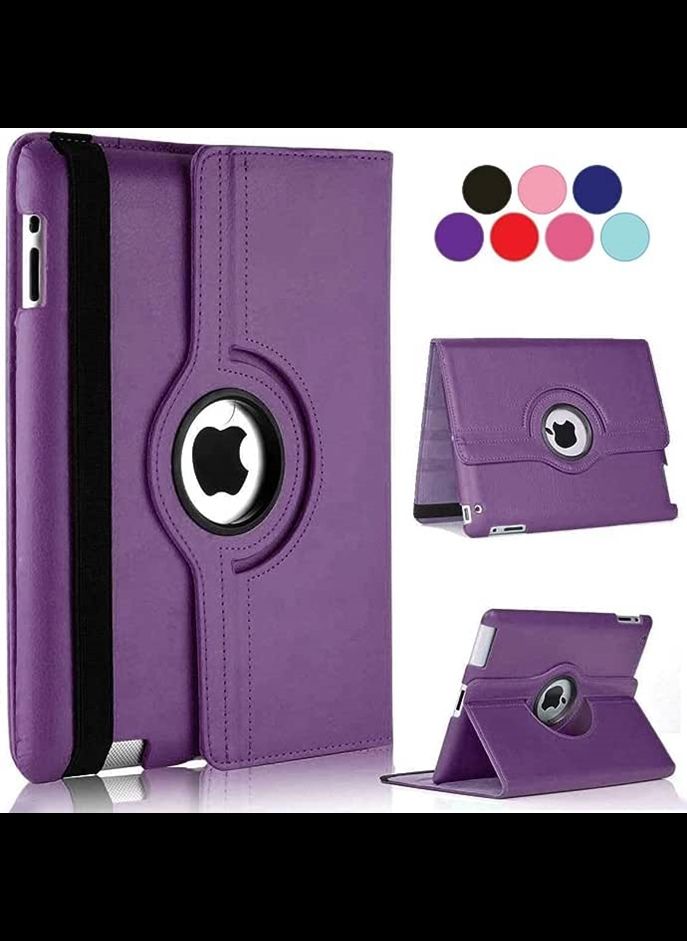 360 Degree Rotating Stand Auto Sleep Wake Folio Leather Smart Cover Case for iPad Pro 9.7in  2016  Purple
