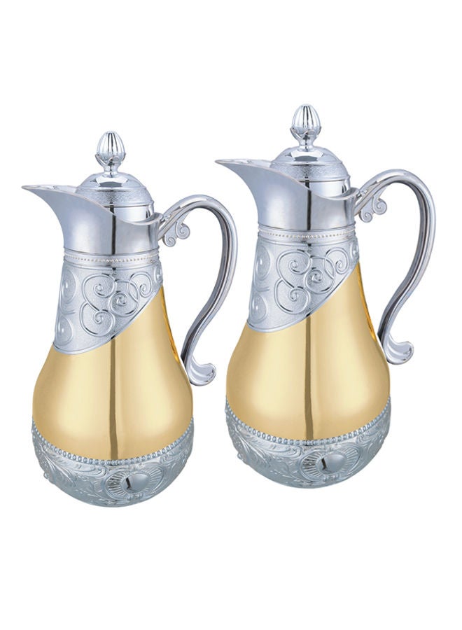 REEM 2-Piece Tea/Coffee Flask Set 0.8L & 0.85L Gold/Silver - Image 2