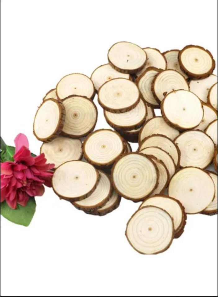 50PCS Wooden Original Ecology Unpeeled Cedarwood Round Chip Manual DIY Home Decoration Artware  - Image 4