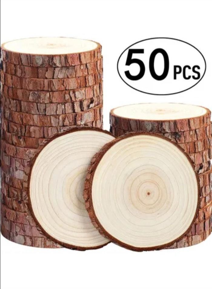 50PCS Wooden Original Ecology Unpeeled Cedarwood Round Chip Manual DIY Home Decoration Artware  - Image 1