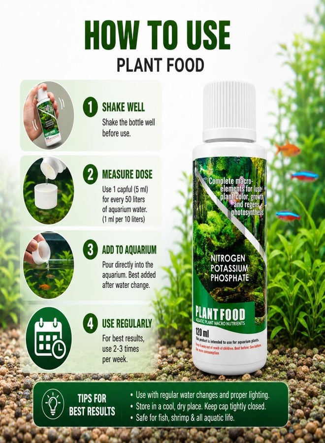 VAYINATO Aquatic Remedies Plant Food 120ml - Complete Macro Nutrients (N, P, K). Boosts Aquatic Plant Growth, Color, Health & Photosynthesis Naturally - Image 3