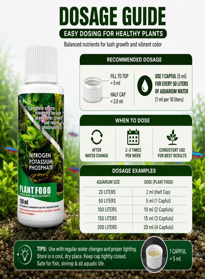 VAYINATO Aquatic Remedies Plant Food 120ml - Complete Macro Nutrients (N, P, K). Boosts Aquatic Plant Growth, Color, Health & Photosynthesis Naturally - Image 5