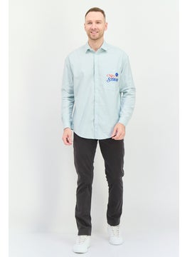Asos Design Men Oversized Fit Long Sleeve Embroidered Casual Shirt, Sky Blue  - Image 4