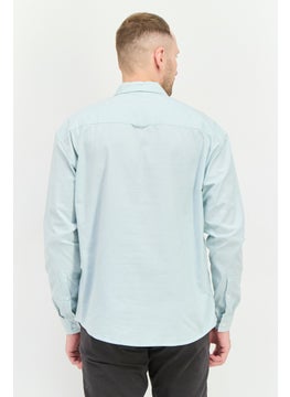Asos Design Men Oversized Fit Long Sleeve Embroidered Casual Shirt, Sky Blue  - Image 2
