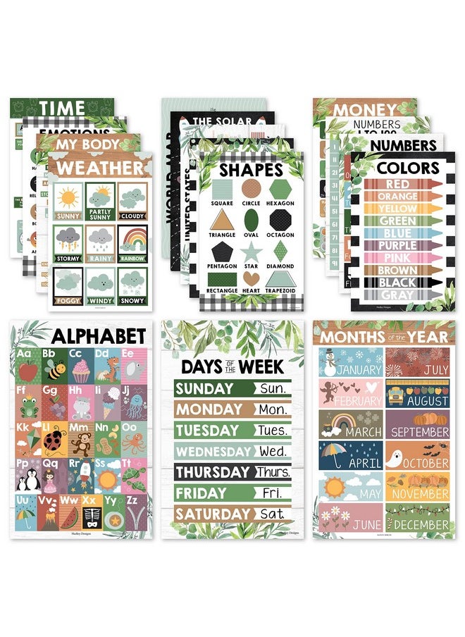 Hadley Designs Hadley Designs 16 Farmhouse Kids Educational Posters For Toddlers 1-3 - Pre K Learning Posters, Toddler Posters Educational, Alphabet Poster For Toddlers, Teacher Posters For Classroom Posters  - Image 1