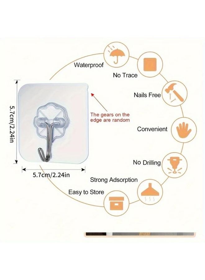30pcs Transparent Heavy Duty Adhesive Hooks Damage Free Removal For Walls Tiles - Image 5