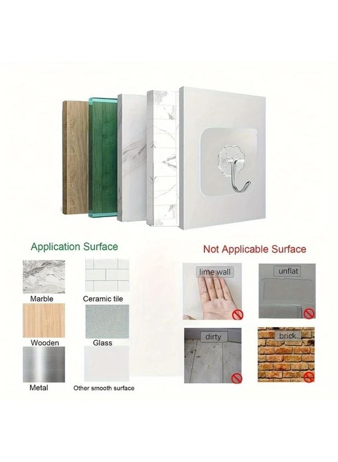 30pcs Transparent Heavy Duty Adhesive Hooks Damage Free Removal For Walls Tiles - Image 4