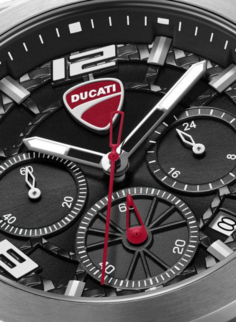 Ducati DT014 Black Dial Black Silicone-Nylon Strap Chronograph Watch for Men 41mm - Image 4
