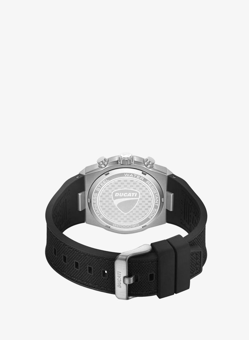 Ducati DT014 Black Dial Black Silicone-Nylon Strap Chronograph Watch for Men 41mm - Image 3