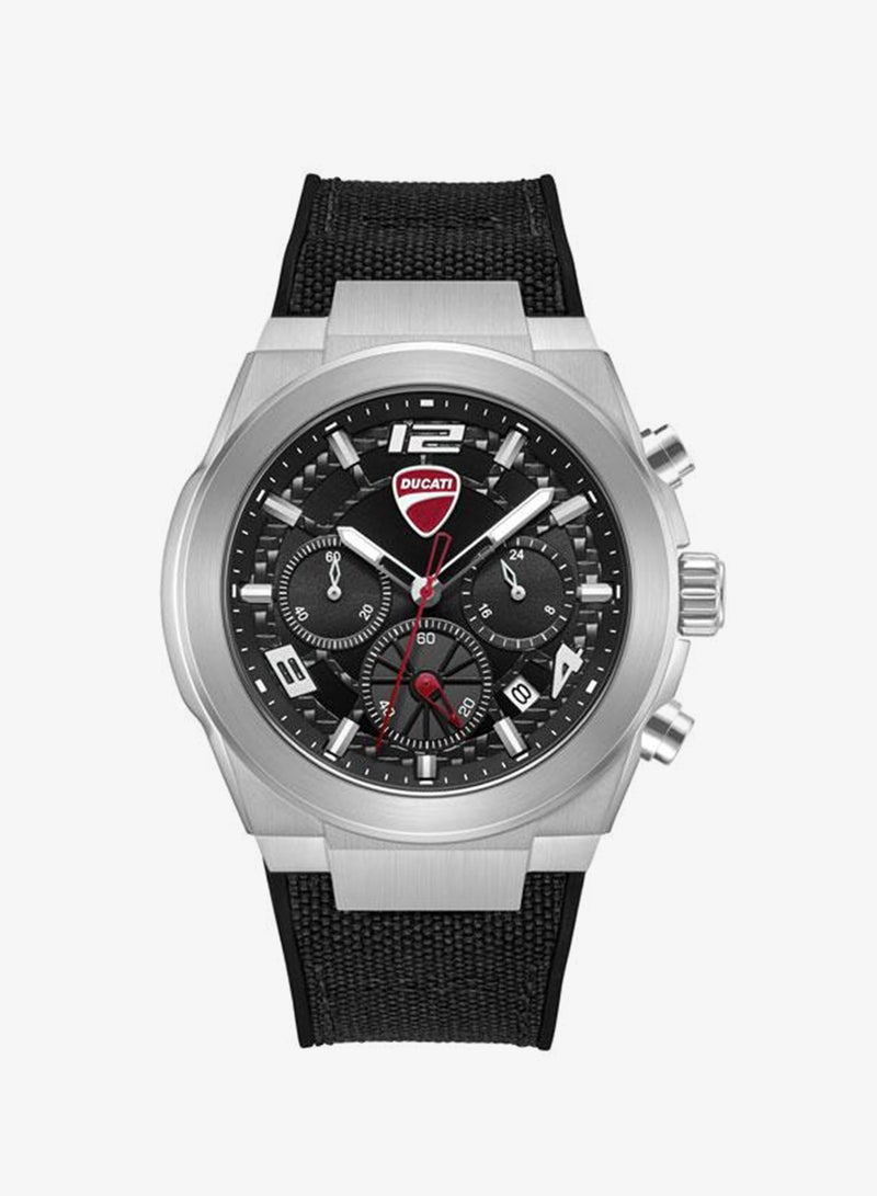 Ducati DT014 Black Dial Black Silicone-Nylon Strap Chronograph Watch for Men 41mm - Image 1